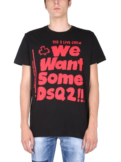 Dsquared2 Regular Printed T-shirt In Black