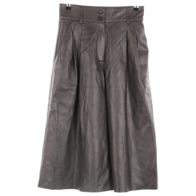 Pre-owned Dolce & Gabbana Leather Trousers In Brown
