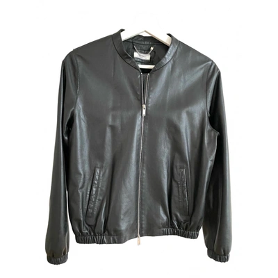 Pre-owned Desa Leather Biker Jacket In Black