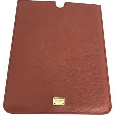 Pre-owned Dolce & Gabbana Leather Ipad Case In Pink