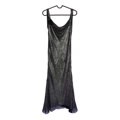 Pre-owned Hoss Intropia Glitter Mid-length Dress In Silver