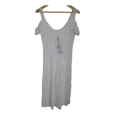 Pre-owned Guess Lace Maxi Dress In White