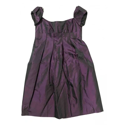 Pre-owned Dior Silk Mini Dress In Purple