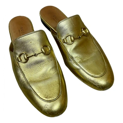 Pre-owned Gucci Princetown Leather Sandals In Gold
