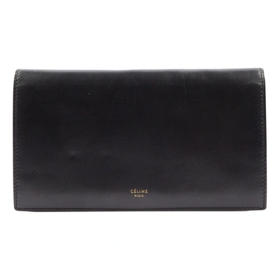 Pre-owned Celine Leather Wallet In Black