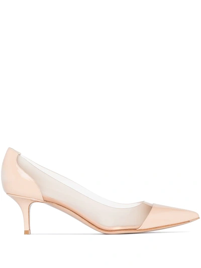 Gianvito Rossi Plexi 55mm Pointed Toe Pumps In Beige