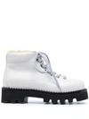 Proenza Schouler Calfskin Shearling Hiking Booties In Weiss
