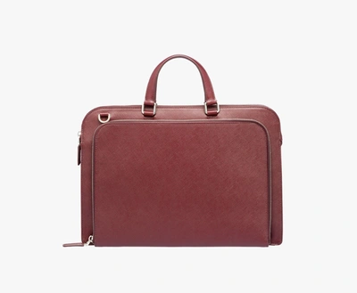 Prada Saffiano Travel 2-way Ruby Briefcase Bag In Nero