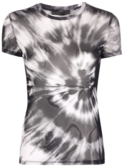 Philipp Plein Tie Dye-print Semi-sheer T-shirt In Grau