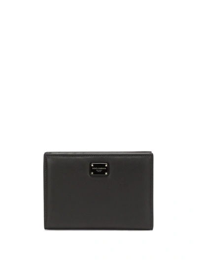 Dolce & Gabbana Calf Leather Logo-plaque Wallet In Black