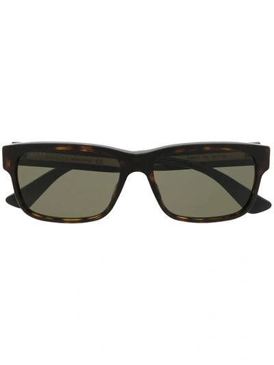 Gucci Rectangular-frame Sunglasses In Schwarz