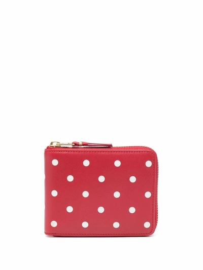 Comme Des Garçons Polka-dot Compact Wallet In Rot