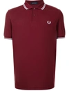 Fred Perry Twin Tipped Cotton Polo Shirt In Burgundy