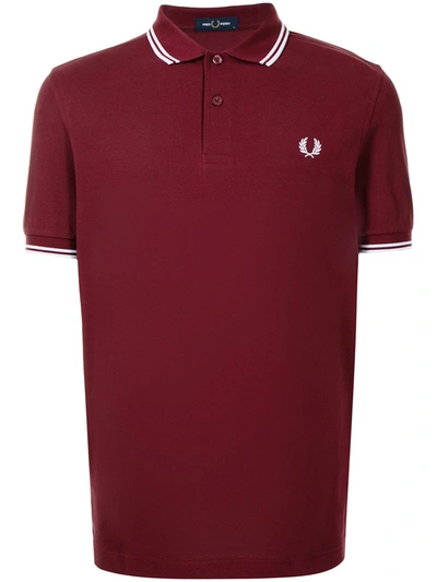 Fred Perry Twin Tipped Cotton Polo Shirt In Burgundy