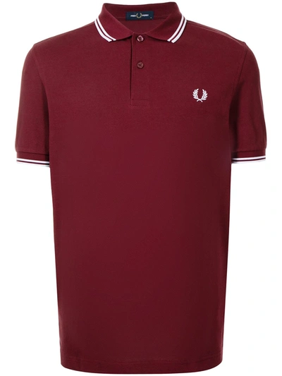 Fred Perry Twin Tipped Cotton Polo Shirt In Burgandy