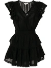 Loveshackfancy Gwen Ruffle Cotton Eyelet Minidress In Black