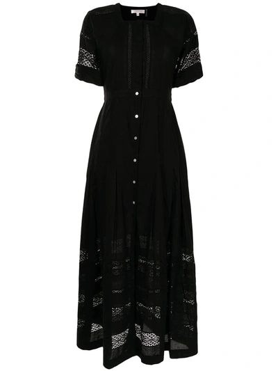 Loveshackfancy Edie Black Cotton Midi Dress