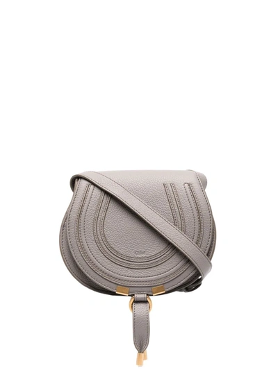 Chloé Marcie Logo-embossed Crossbody Bag In Grey