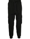 Juunj Tapered Cargo Track Trousers In Schwarz