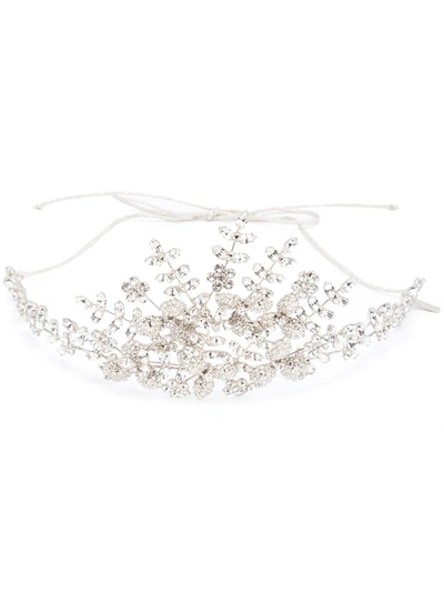 Jennifer Behr Zonya Crystal-embellished Tiara In Silber