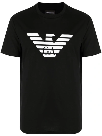 Emporio Armani Logo-print Cotton T-shirt In Black