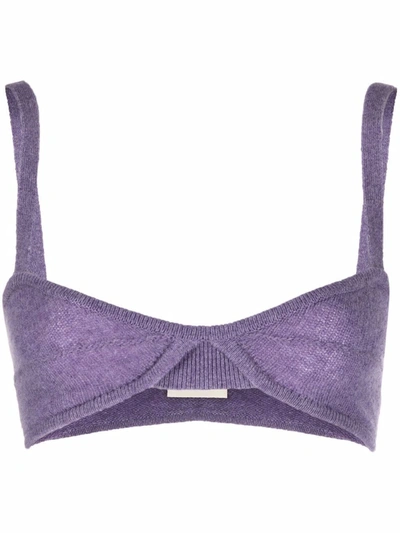 Khaite Eda Knitted Cashmere Bralette In Purple