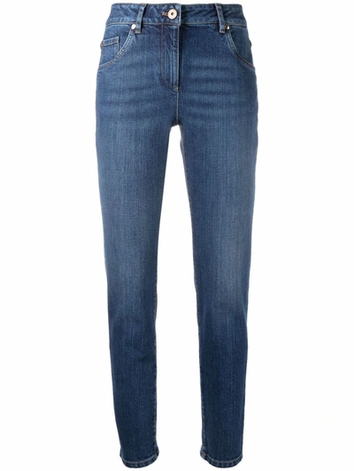 Brunello Cucinelli High-rise Straight-fit Jeans In Blau