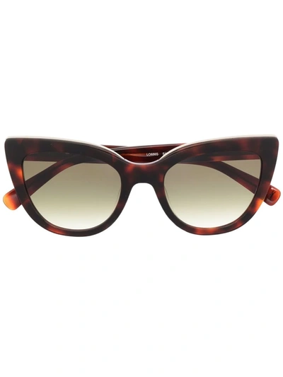Longchamp Tortoiseshell-effect Cat-eye Sunglasses In Braun