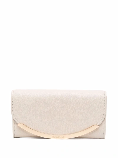 See By Chloé Metal-end Continential Wallet In Beige