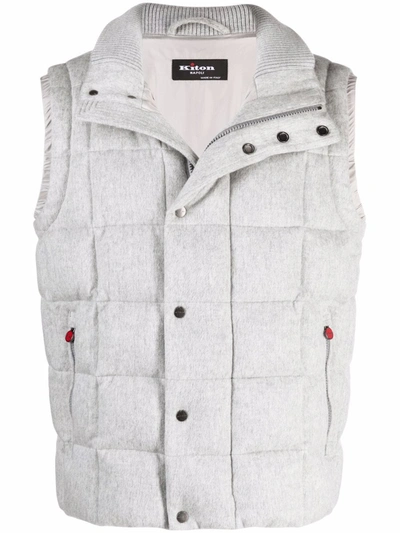 Kiton Button-down Padded Gilet In Grau