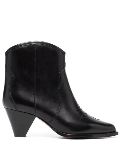 Isabel Marant Embroidered Ankle Boots In Schwarz