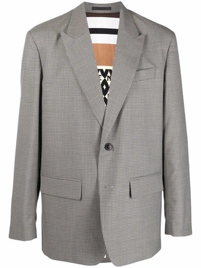 Valentino Single-breasted Houndstooth-wool Suit Jacket In Grau