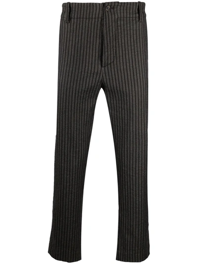 Uma Wang Pinstripe-print Cropped Trousers In Grau