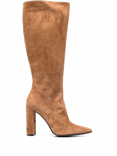 Le Silla Megan Block Heel Knee Boots In Braun