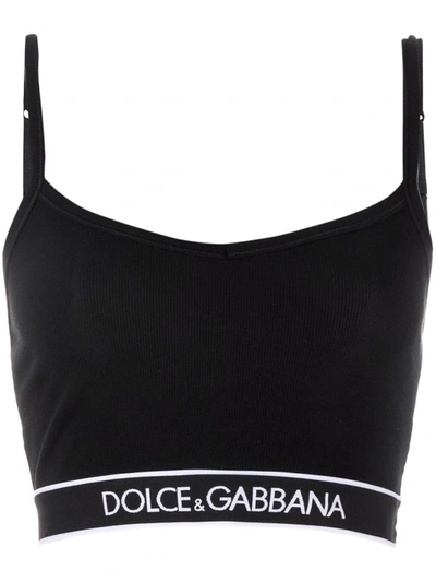 Dolce & Gabbana Logo Band Crop Top In Nero