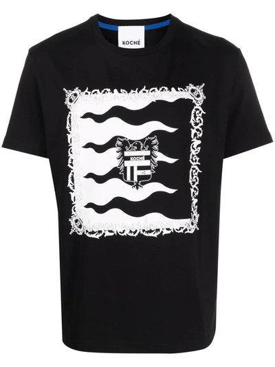 Koché Heraldic Flags Print T-shirt In Black