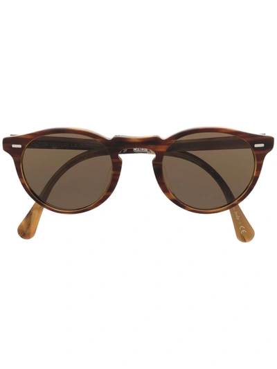 Oliver Peoples Gregory Round-frame Sunglasses In Braun