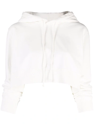 Mm6 Maison Margiela Cropped Cotton Hoodie In 100 White