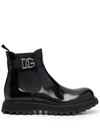 Dolce & Gabbana Black Brushed Calfskin Ankle Boots With Extra-light Sole In Schwarz