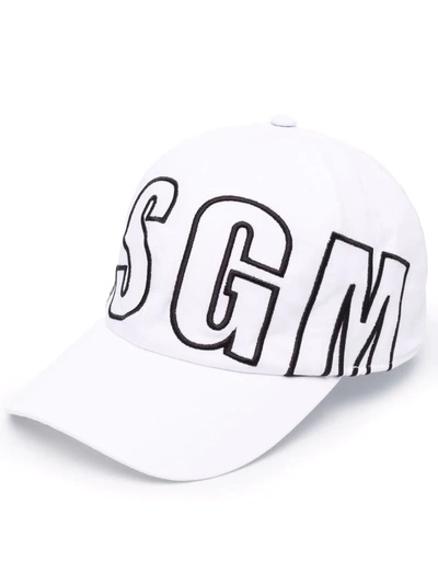 Msgm Baseball Cap With Logo Embroidery In White