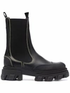 Ganni Elasticated-ankle Ridged-sole Boots In Schwarz