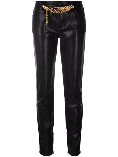 Tom Ford Shiny Lacquered Denim Skinny Pants In Black