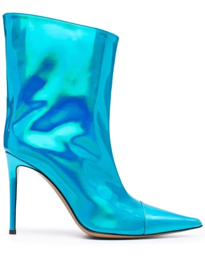 Alexandre Vauthier High Heels Ankle Boots In Cyan Leather In Blue