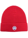 Canada Goose Arctic Logo Patch Wool Beanie In Red