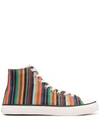 PS BY PAUL SMITH STRIPED HIGH-TOP SNEAKERS