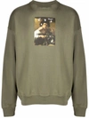 Off-white Caravaggio Boy Skate Crewneck Green Multicolor In Grün