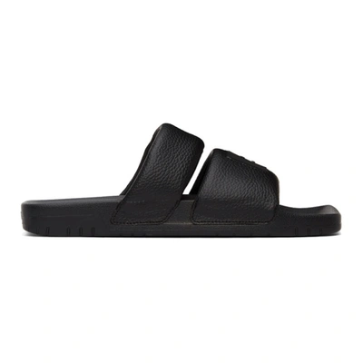 Acne Studios Face Logo Patch Square Toe Leather Sandals In Black,black