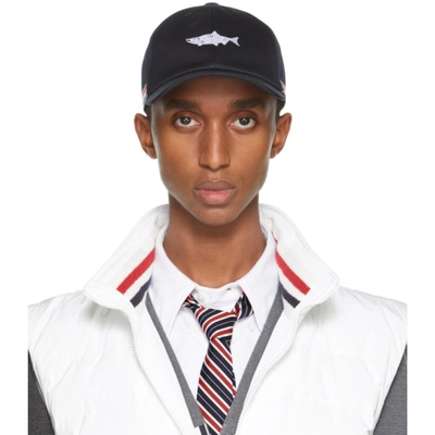 Thom Browne Classic Fish Icon Baseball Cap, Navy In Blue