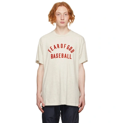 Fear Of God Logo-print Baseball Short-sleeve T-shirt In Neutral