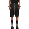 Rick Owens Drawstring Knee Length Shorts With Button Detailing In Black